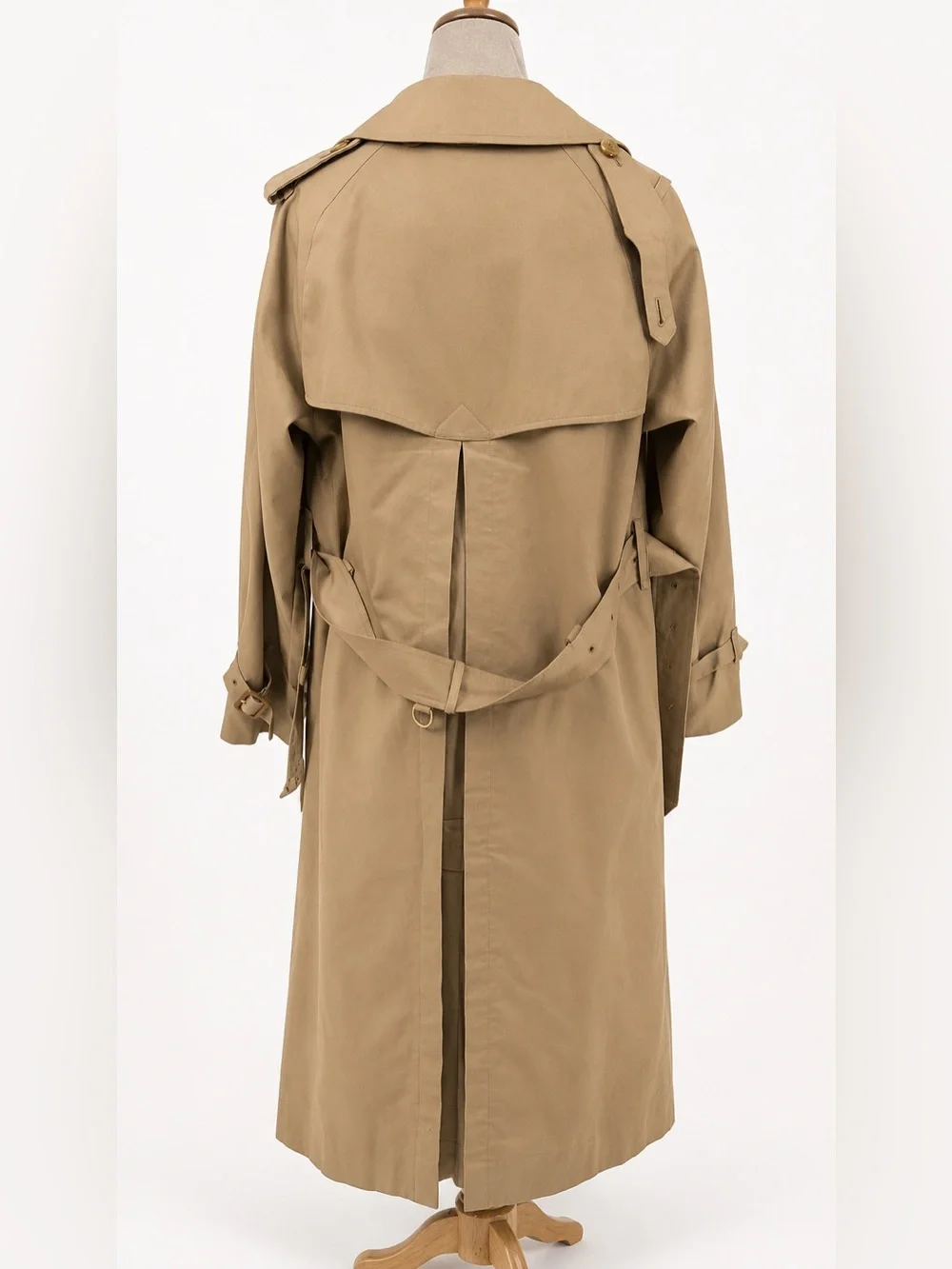 Burberrys Double Breasted Trench Coat Beige Belted Long Coat Size 8 Long - Picture 2 of 6